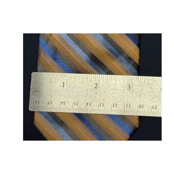 Pronto Uomo 100% Silk‎ Tie, Browns Golds & Blues - Picture 2 of 3
